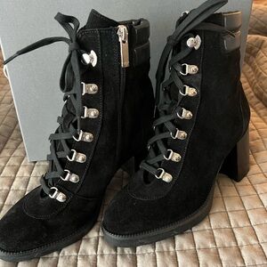 Aquatalia Black Suede Lace-Up Boots